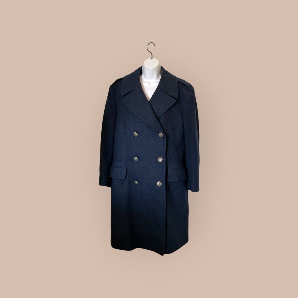 Vintage 1951 USAF Blue Wool Overcoat 39S Circle Clothing Korean War Era